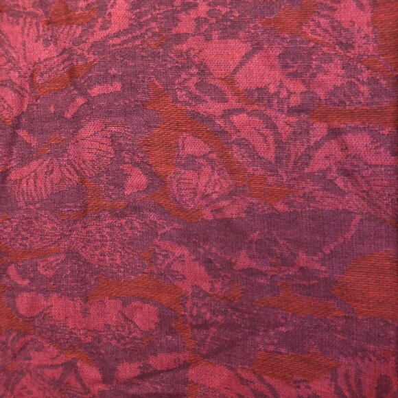 Shanghai Tang Pink Purple Floral Mulberry Silk Cashmere Wool Scarf Fringed Hem - Picture 6 of 6